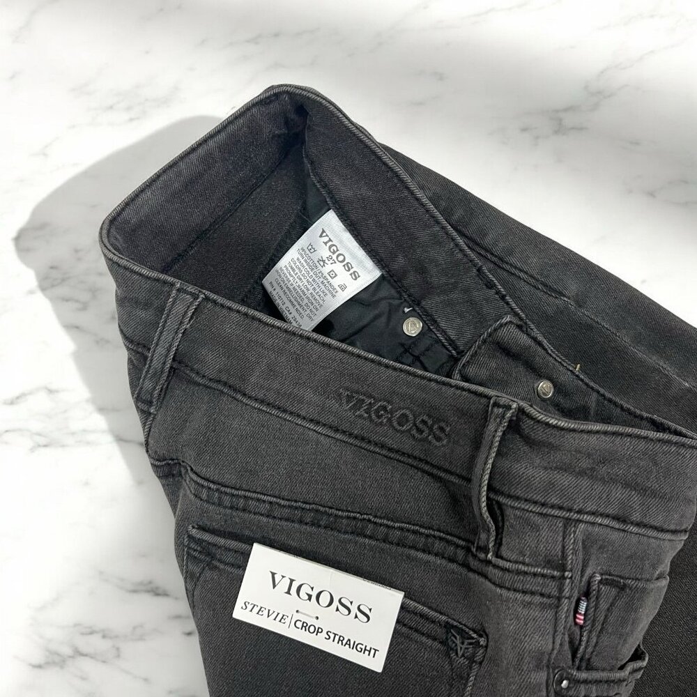 VIGOSS Stevie Crop Straight Jeans Size 27 Waist Distressed Denim Washed Black - Picture 8 of 9